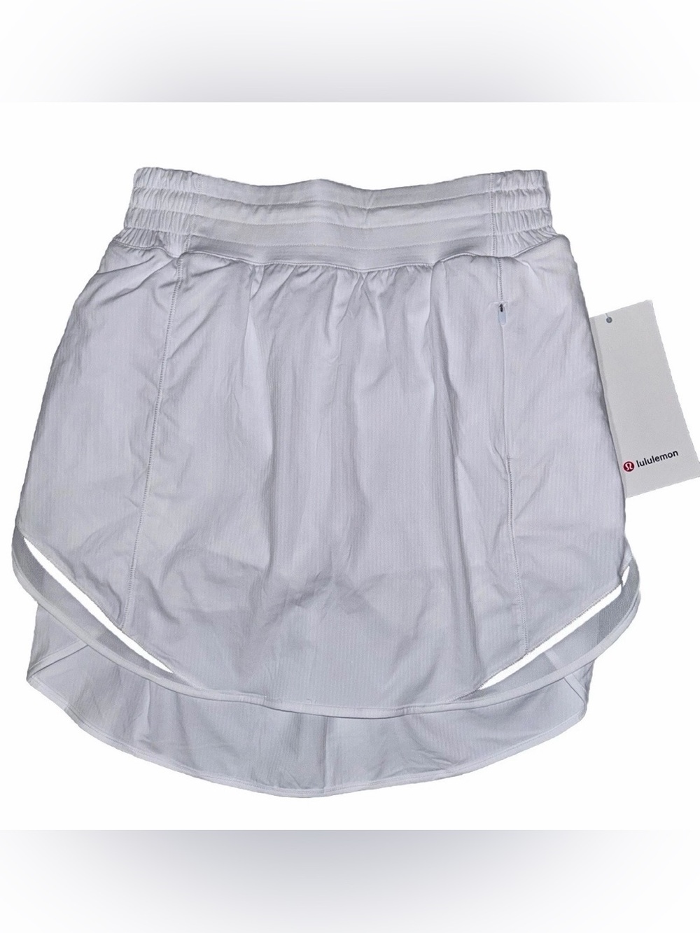 NWT LULULEMON SIZE 4 HOTTY HOT HIGH RISE SKIRT AUTHENTIC POCKET W/ ZIPPER WHITE